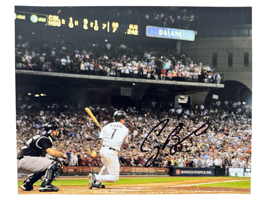 Signed Craig Biggio MLB 10' X 8' B&W Photograph Autographed By Craig Biggio With COA