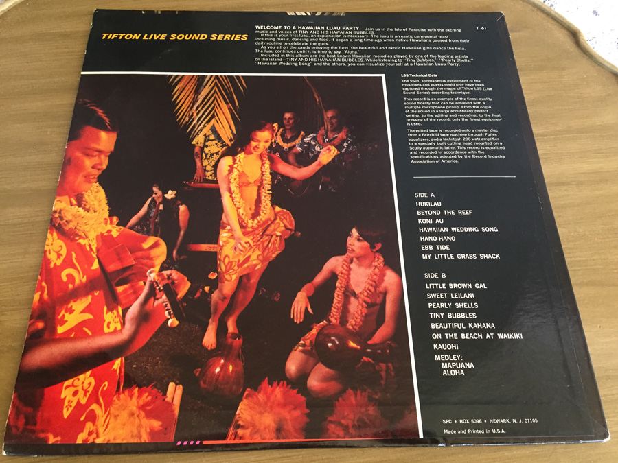 Tiny And His Hawaiian Bubbles ‎– Hawaiian Luau Party - Tifton International ‎- TS 61 [Photo 2]