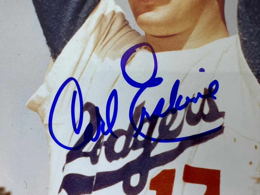 Signed Carl Erskine Los Angeles Dodgers MLB 10' X 8' B&W Photograph Autographed By Carl Erskine With COA
 [Photo 3]