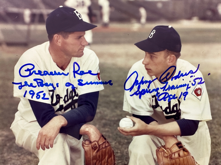 Signed Johnny Podres And Preacher Roe Los Angeles Dodgers MLB 8' X 10' B&W Photograph Autographed By Johnny Podres And Preacher Roe With COA [Photo 3]