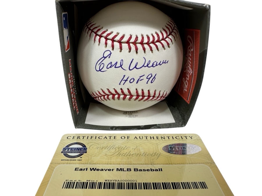 Signed Earl Weaver Autographed MLB Baseball With Certificate Of Authenticity (COA)