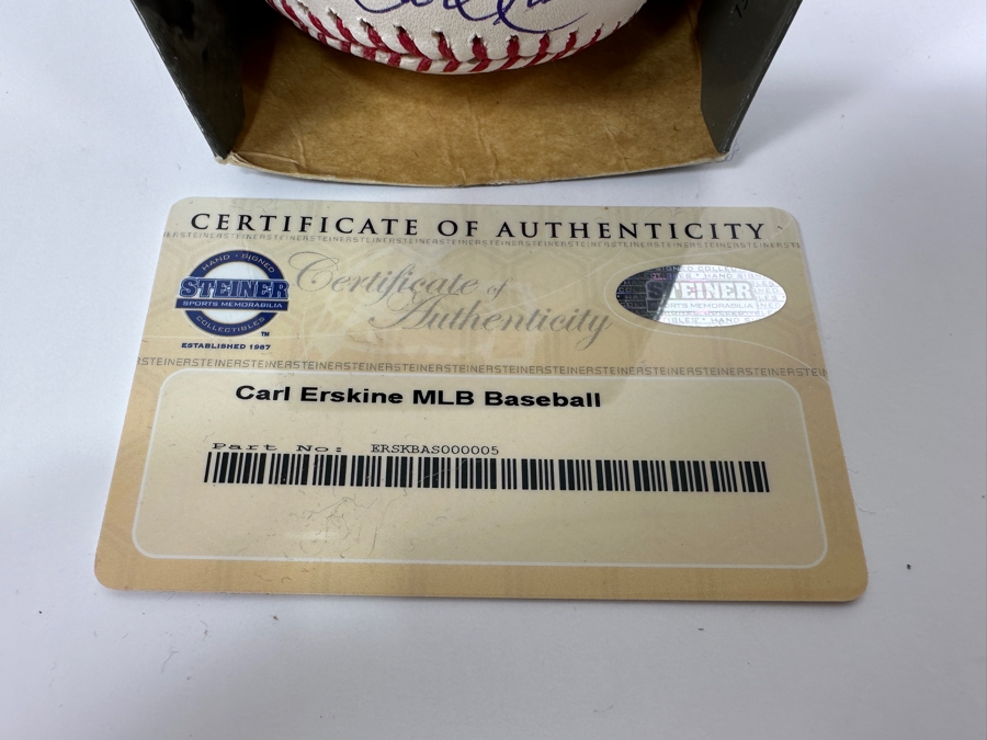 Signed Carl Erskine Autographed MLB Baseball With Certificate Of Authenticity (COA) [Photo 3]