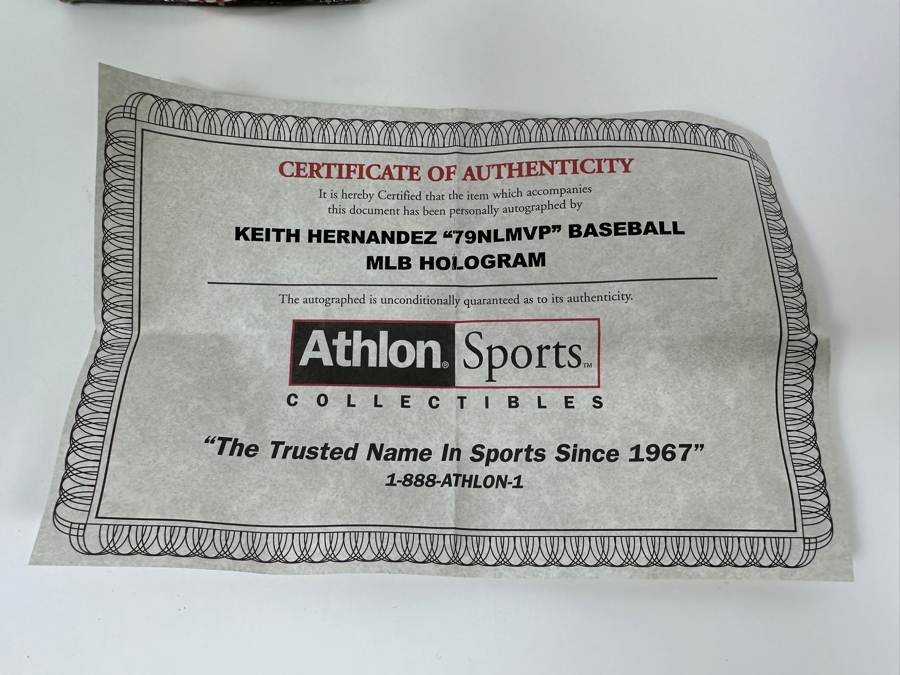 Signed Keith Hernandez Autographed MLB Baseball With Certificate Of Authenticity (COA) [Photo 4]
