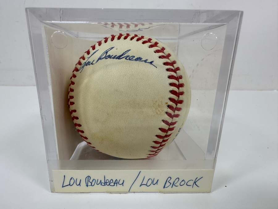Signed Lou Brock / Lou Boudreau Autographed MLB Baseball With Certificate Of Authenticity (COA) [Photo 4]