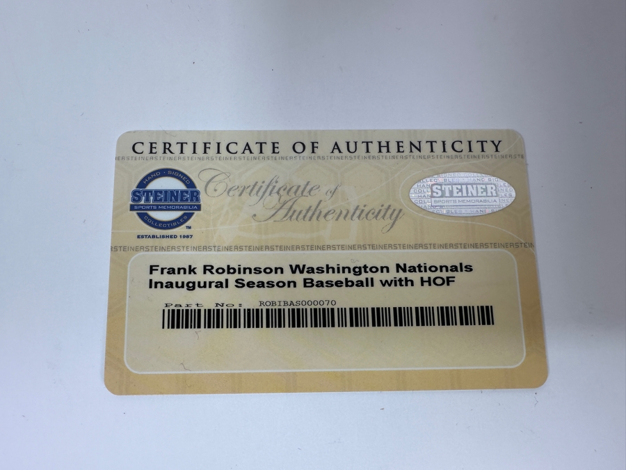 Signed Frank Robinson Autographed MLB Baseball With Certificate Of Authenticity (COA) [Photo 4]