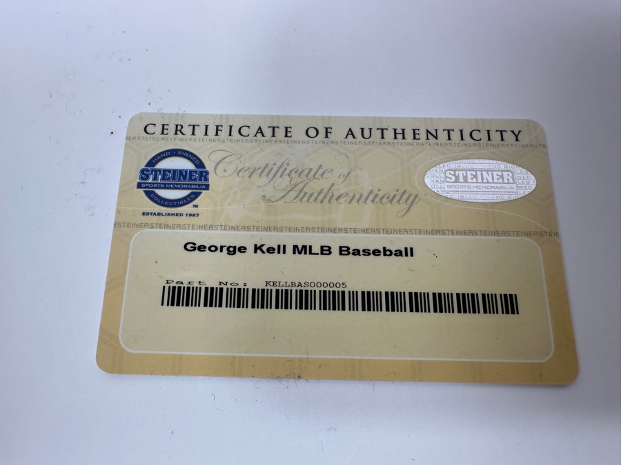 Signed George Kell Autographed MLB Baseball With Certificate Of Authenticity (COA) [Photo 4]