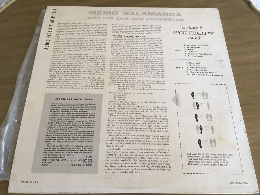 Memo Salamanca And His Cha Cha Orchestra - Cha, Cha, Cha, Vol. 2 - Audio Fidelity ‎- AFLP 1813 [Photo 2]