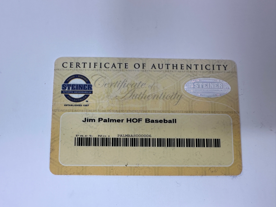 Signed Jim Palmer HOF Autographed MLB Baseball With Certificate Of Authenticity (COA) [Photo 3]