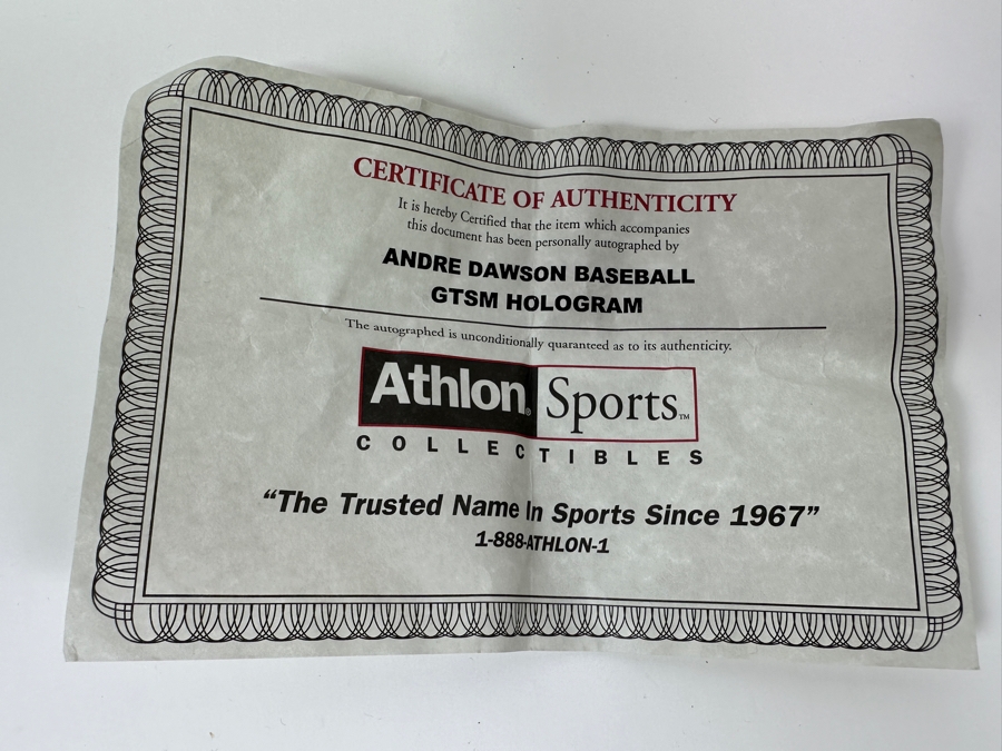 Signed Andre Dawson Autographed MLB Baseball With Certificate Of Authenticity (COA) [Photo 6]