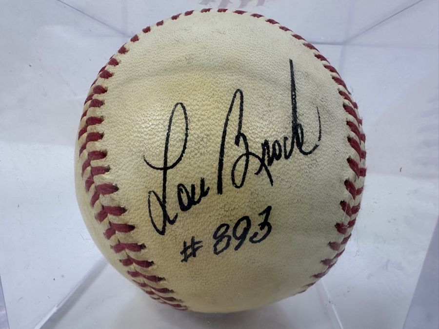 Signed Lou Brock With Inscription '#893' Autographed MLB Baseball With Certificate Of Authenticity (COA) [Photo 2]
