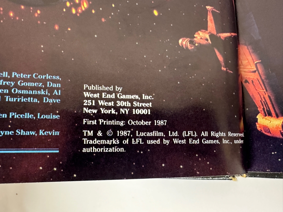 Pair Of Vintage 1987 First Edition Hardcover Books Star Wars The Roleplaying Game Published By West End Games, Inc.  [Photo 6]
