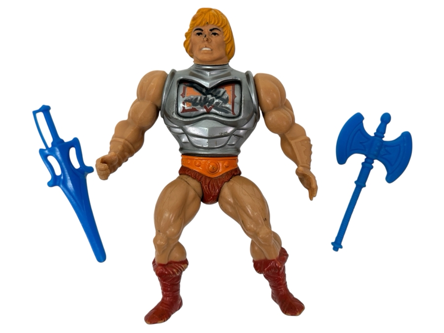 Mattel 1983 Masters Of The Universe He-Man Action Figure With Sword And Axe 6'H