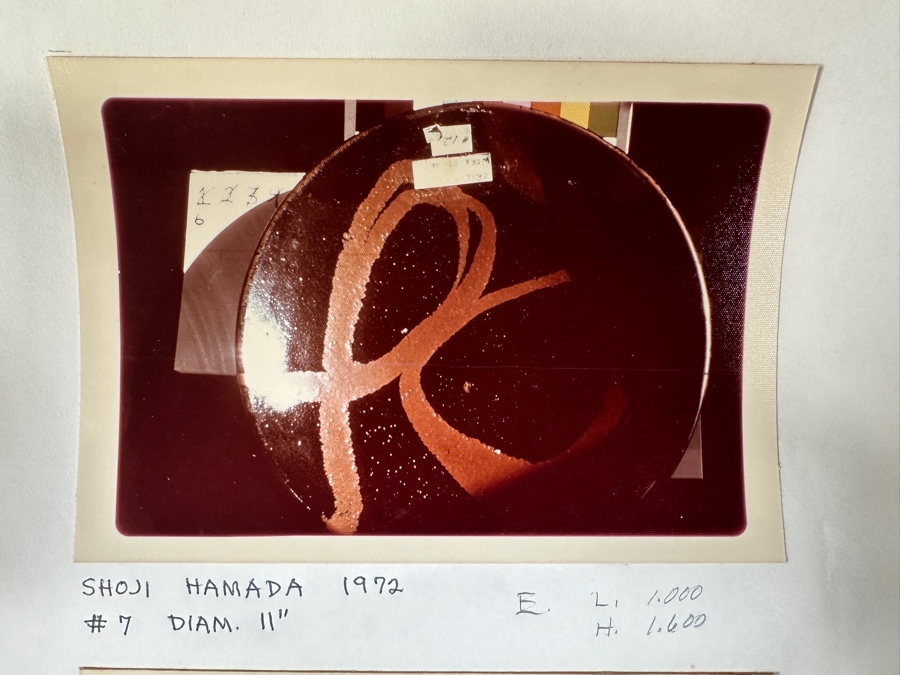 Shoji Hamada (1894-1978, Japanese) Original Studio Pottery Plate / Bowl Vintage 1972 11'W - Started The Mingei (Folk-Art) Movement In Japan - Declared A 'Living National Treasure' In 1955 Estimate $2,500-$6,000 [Photo 9]