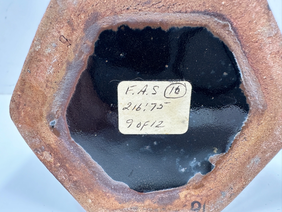 Shoji Hamada (1894-1978, Japanese) Original Studio Pottery Hexagonal Brush Holder / Vase Vintage 1972 4'W X 7.75'H - Started The Mingei (Folk-Art) Movement In Japan - Declared A 'Living National Treasure' In 1955 Estimate $7,000-$10,000 [Photo 9]