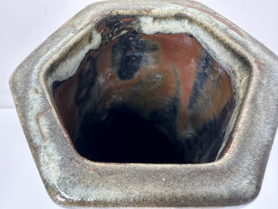 Shoji Hamada (1894-1978, Japanese) Original Studio Pottery Hexagonal Brush Holder / Vase Vintage 1972 4'W X 7.75'H - Started The Mingei (Folk-Art) Movement In Japan - Declared A 'Living National Treasure' In 1955 Estimate $7,000-$10,000 [Photo 5]