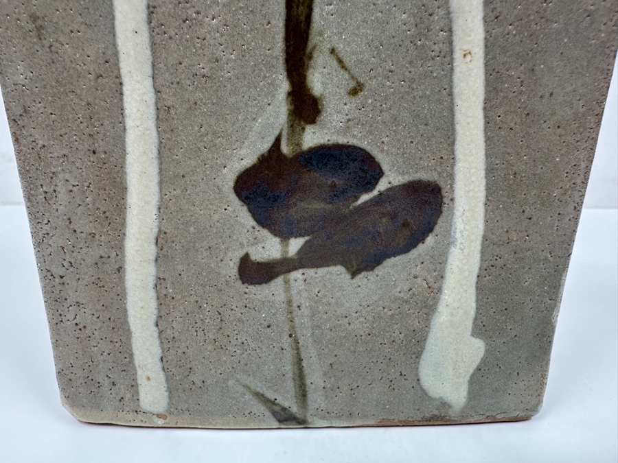 Shoji Hamada (1894-1978, Japanese) Original Studio Pottery Rectangular Bottle Vintage 1972 5'W X 3'D X 8'H - Started The Mingei (Folk-Art) Movement In Japan - Declared A 'Living National Treasure' In 1955 Estimate $3,000-$20,000+ [Photo 8]