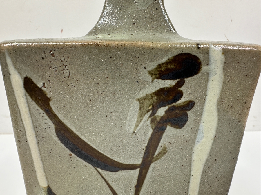 Shoji Hamada (1894-1978, Japanese) Original Studio Pottery Rectangular Bottle Vintage 1972 5'W X 3'D X 8'H - Started The Mingei (Folk-Art) Movement In Japan - Declared A 'Living National Treasure' In 1955 Estimate $3,000-$20,000+ [Photo 2]