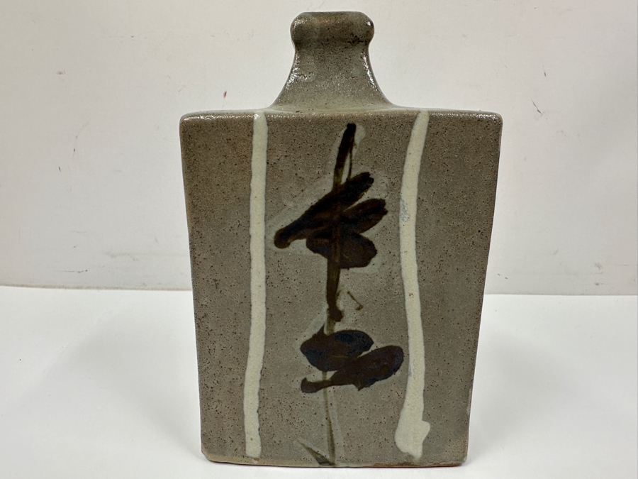 Shoji Hamada (1894-1978, Japanese) Original Studio Pottery Rectangular Bottle Vintage 1972 5'W X 3'D X 8'H - Started The Mingei (Folk-Art) Movement In Japan - Declared A 'Living National Treasure' In 1955 Estimate $3,000-$20,000+ [Photo 5]