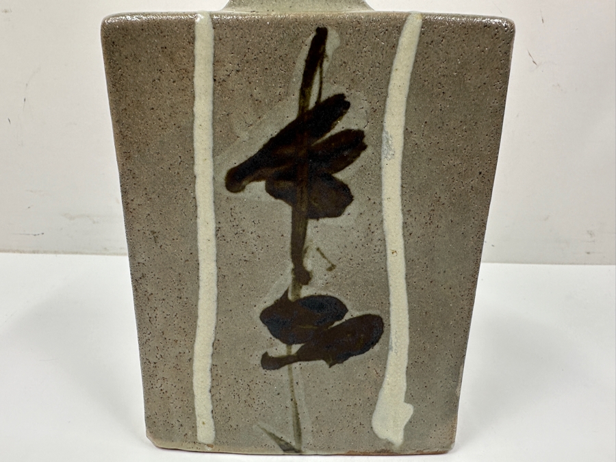 Shoji Hamada (1894-1978, Japanese) Original Studio Pottery Rectangular Bottle Vintage 1972 5'W X 3'D X 8'H - Started The Mingei (Folk-Art) Movement In Japan - Declared A 'Living National Treasure' In 1955 Estimate $3,000-$20,000+ [Photo 6]