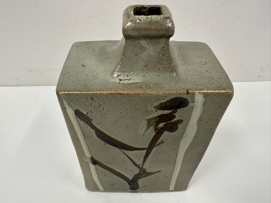 Shoji Hamada (1894-1978, Japanese) Original Studio Pottery Rectangular Bottle Vintage 1972 5'W X 3'D X 8'H - Started The Mingei (Folk-Art) Movement In Japan - Declared A 'Living National Treasure' In 1955 Estimate $3,000-$20,000+ [Photo 4]