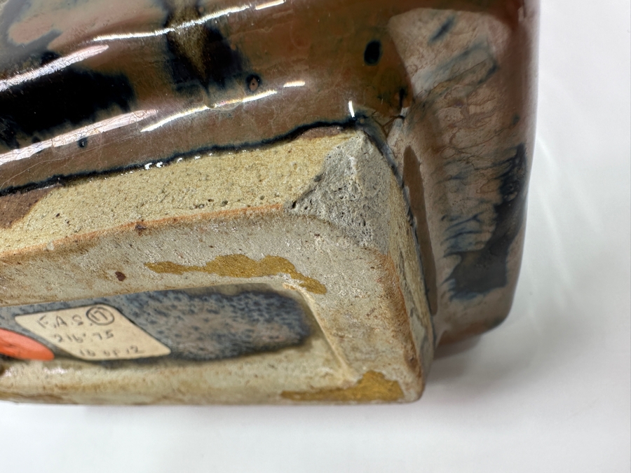 Shoji Hamada (1894-1978, Japanese) Original Studio Pottery Rectangular Bottle Vintage 1964 6'W X 3.25'D X 9'H - Started The Mingei (Folk-Art) Movement In Japan - Declared A 'Living National Treasure' In 1955 Estimate $3,000-$20,000+ [Photo 12]