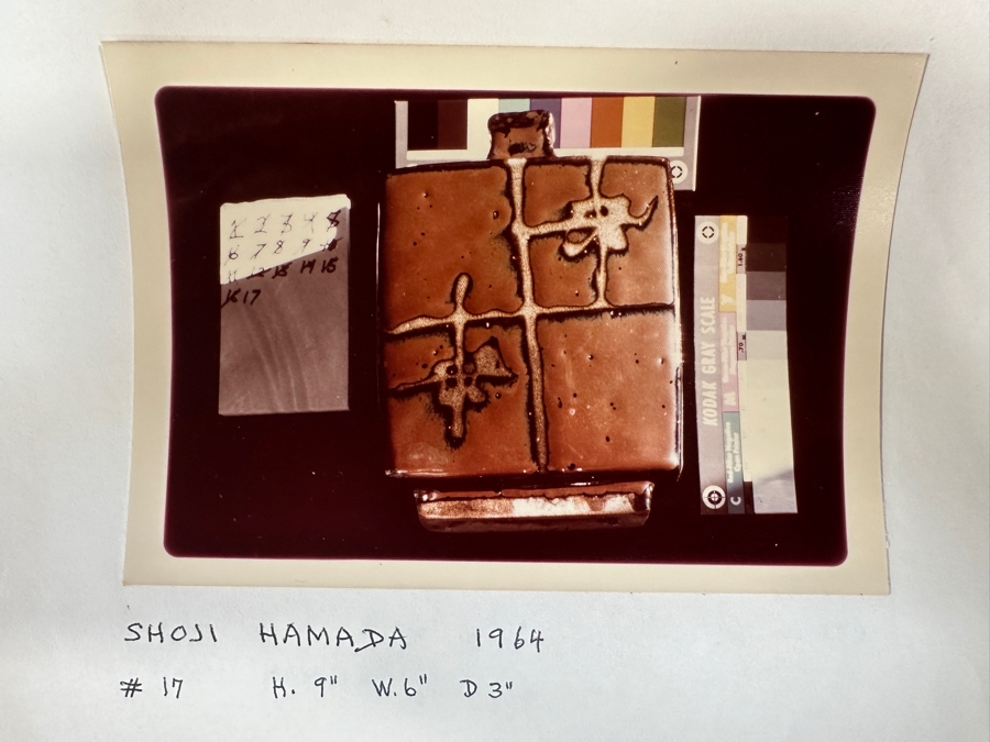 Shoji Hamada (1894-1978, Japanese) Original Studio Pottery Rectangular Bottle Vintage 1964 6'W X 3.25'D X 9'H - Started The Mingei (Folk-Art) Movement In Japan - Declared A 'Living National Treasure' In 1955 Estimate $3,000-$20,000+ [Photo 14]