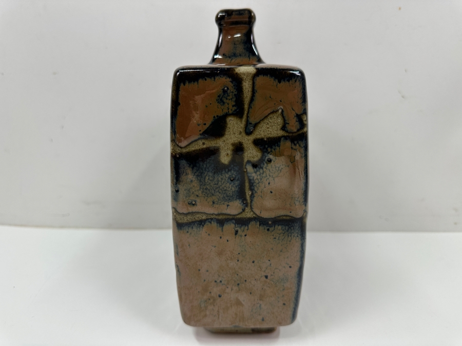 Shoji Hamada (1894-1978, Japanese) Original Studio Pottery Rectangular Bottle Vintage 1964 6'W X 3.25'D X 9'H - Started The Mingei (Folk-Art) Movement In Japan - Declared A 'Living National Treasure' In 1955 Estimate $3,000-$20,000+ [Photo 5]