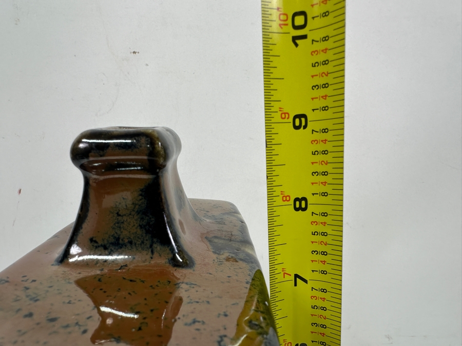 Shoji Hamada (1894-1978, Japanese) Original Studio Pottery Rectangular Bottle Vintage 1964 6'W X 3.25'D X 9'H - Started The Mingei (Folk-Art) Movement In Japan - Declared A 'Living National Treasure' In 1955 Estimate $3,000-$20,000+ [Photo 18]