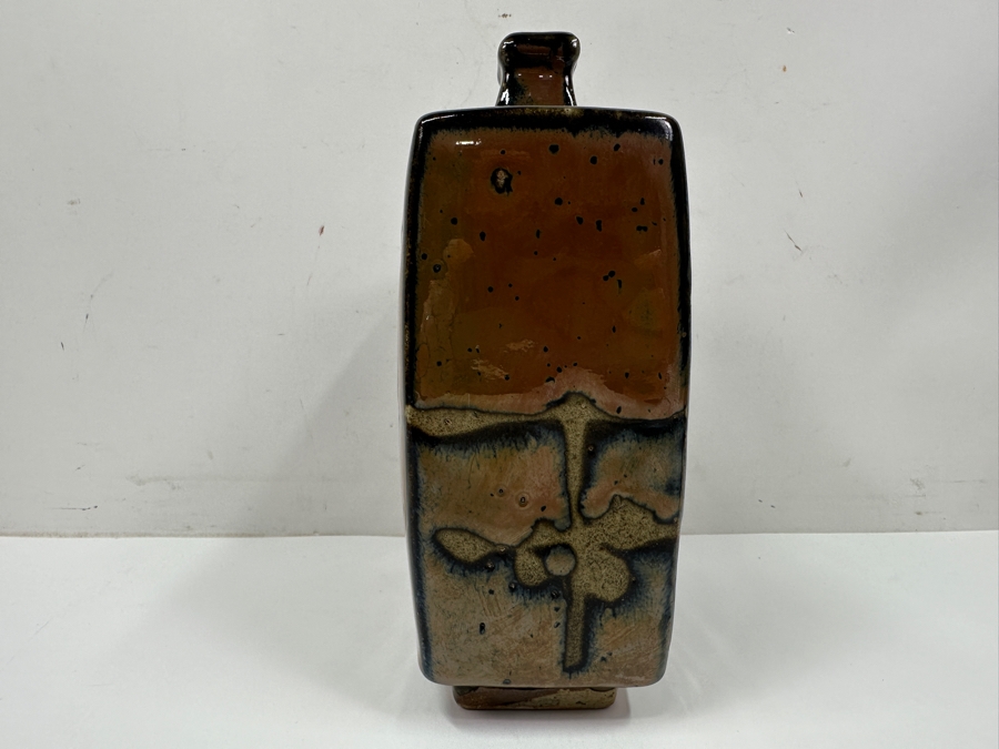 Shoji Hamada (1894-1978, Japanese) Original Studio Pottery Rectangular Bottle Vintage 1964 6'W X 3.25'D X 9'H - Started The Mingei (Folk-Art) Movement In Japan - Declared A 'Living National Treasure' In 1955 Estimate $3,000-$20,000+ [Photo 8]