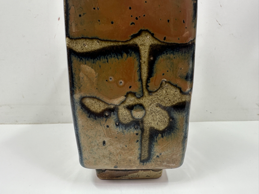 Shoji Hamada (1894-1978, Japanese) Original Studio Pottery Rectangular Bottle Vintage 1964 6'W X 3.25'D X 9'H - Started The Mingei (Folk-Art) Movement In Japan - Declared A 'Living National Treasure' In 1955 Estimate $3,000-$20,000+ [Photo 9]