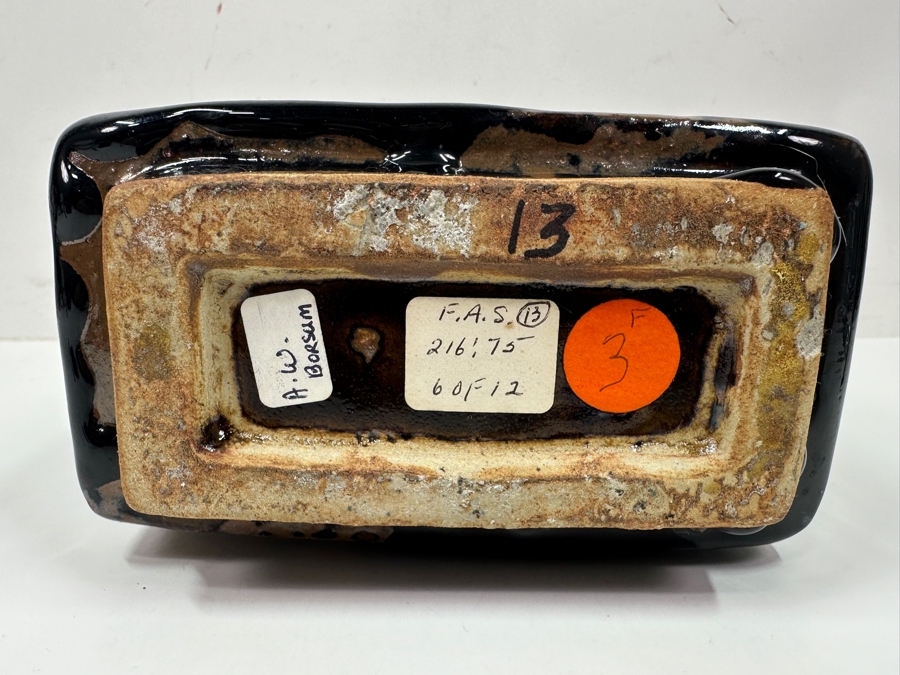 Shoji Hamada (1894-1978, Japanese) Original Studio Pottery Rectangular Bottle Vintage 1972 6'W X 3.25'D X 9'H - Started The Mingei (Folk-Art) Movement In Japan - Declared A 'Living National Treasure' In 1955 Estimate $3,000-$20,000+ [Photo 10]