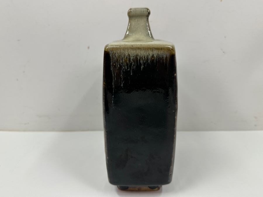 Shoji Hamada (1894-1978, Japanese) Original Studio Pottery Rectangular Bottle Vintage 1972 6'W X 3.25'D X 9'H - Started The Mingei (Folk-Art) Movement In Japan - Declared A 'Living National Treasure' In 1955 Estimate $3,000-$20,000+ [Photo 4]