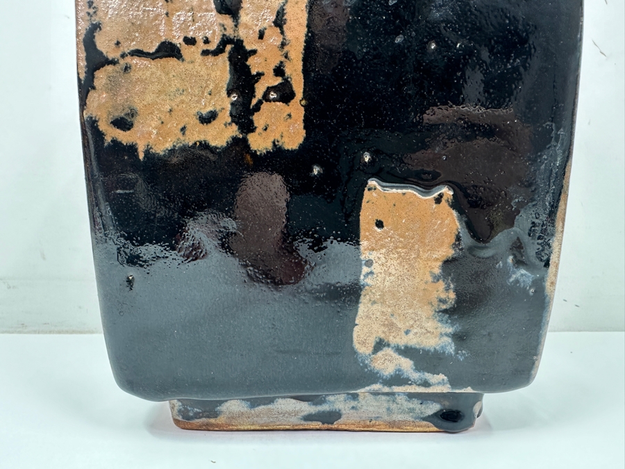 Shoji Hamada (1894-1978, Japanese) Original Studio Pottery Rectangular Bottle Vintage 1972 6'W X 3.25'D X 9'H - Started The Mingei (Folk-Art) Movement In Japan - Declared A 'Living National Treasure' In 1955 Estimate $3,000-$20,000+ [Photo 8]