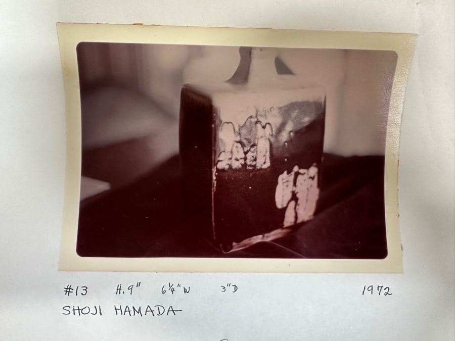 Shoji Hamada (1894-1978, Japanese) Original Studio Pottery Rectangular Bottle Vintage 1972 6'W X 3.25'D X 9'H - Started The Mingei (Folk-Art) Movement In Japan - Declared A 'Living National Treasure' In 1955 Estimate $3,000-$20,000+ [Photo 16]