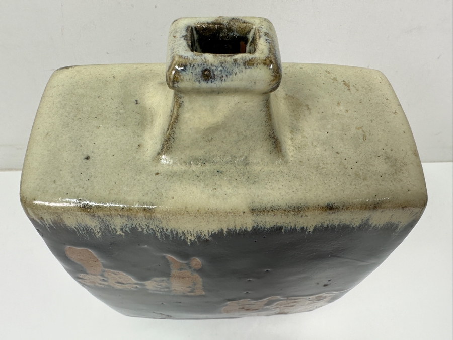 Shoji Hamada (1894-1978, Japanese) Original Studio Pottery Rectangular Bottle Vintage 1972 6'W X 3.25'D X 9'H - Started The Mingei (Folk-Art) Movement In Japan - Declared A 'Living National Treasure' In 1955 Estimate $3,000-$20,000+ [Photo 3]
