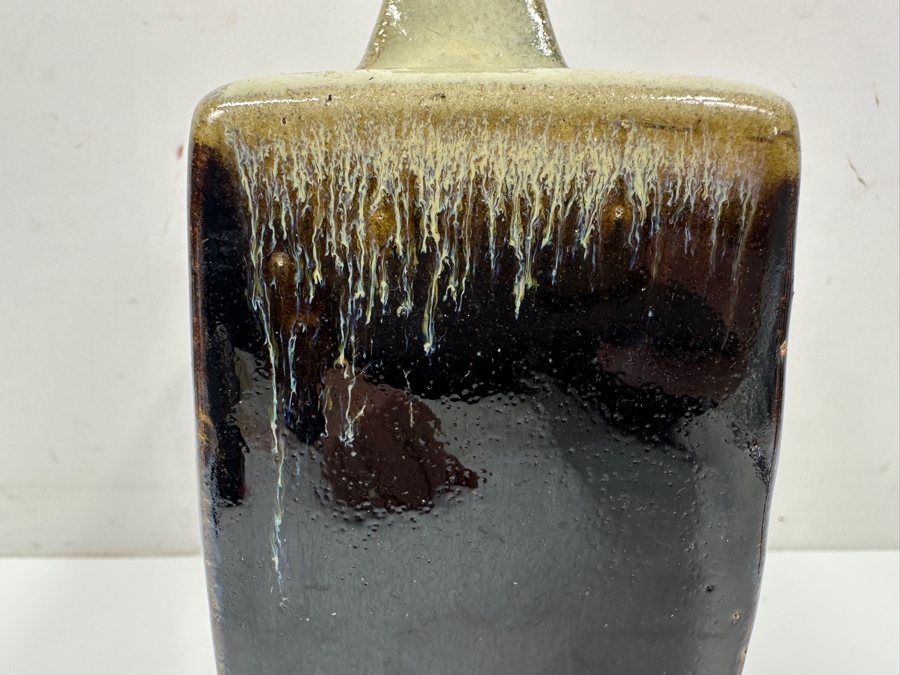 Shoji Hamada (1894-1978, Japanese) Original Studio Pottery Rectangular Bottle Vintage 1972 6'W X 3.25'D X 9'H - Started The Mingei (Folk-Art) Movement In Japan - Declared A 'Living National Treasure' In 1955 Estimate $3,000-$20,000+ [Photo 5]