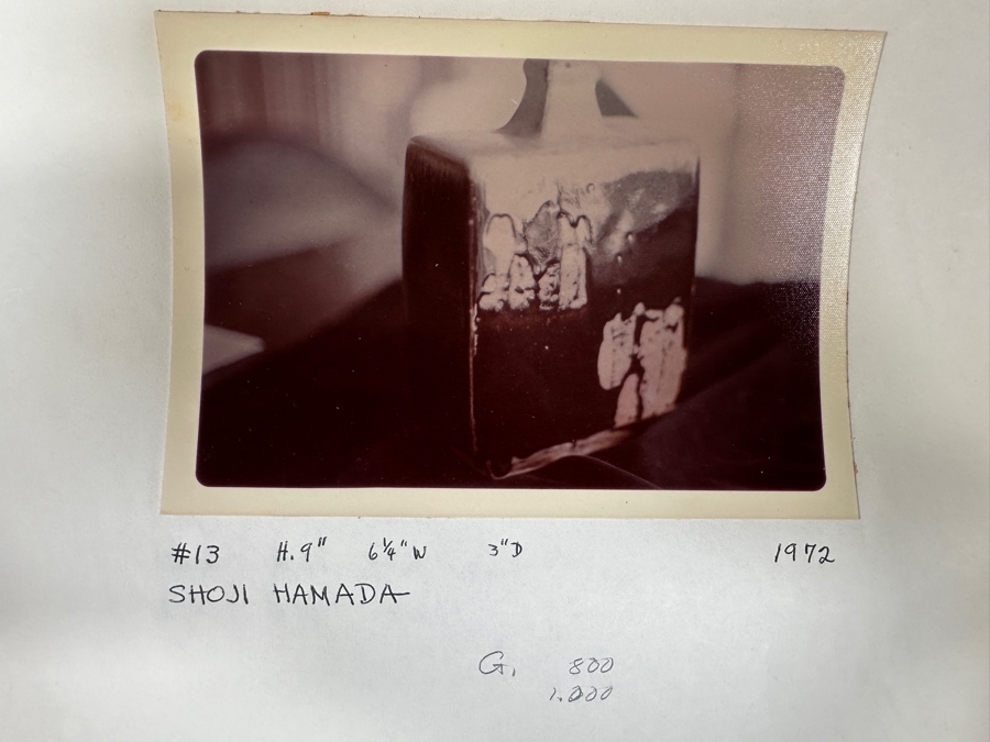 Shoji Hamada (1894-1978, Japanese) Original Studio Pottery Rectangular Bottle Vintage 1972 6'W X 3.25'D X 9'H - Started The Mingei (Folk-Art) Movement In Japan - Declared A 'Living National Treasure' In 1955 Estimate $3,000-$20,000+ [Photo 15]