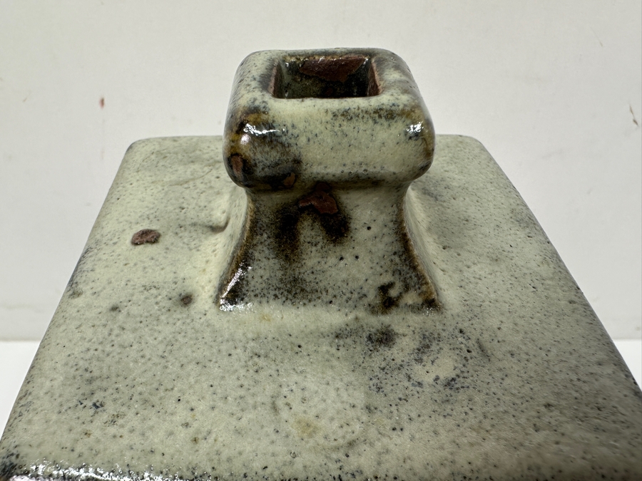 Shoji Hamada (1894-1978, Japanese) Original Studio Pottery Square Bottle Vase Vintage 1965 4'W X 4'D X 9.5'H - Started The Mingei (Folk-Art) Movement In Japan - Declared A 'Living National Treasure' In 1955 Estimate $3,000-$20,000+ [Photo 8]