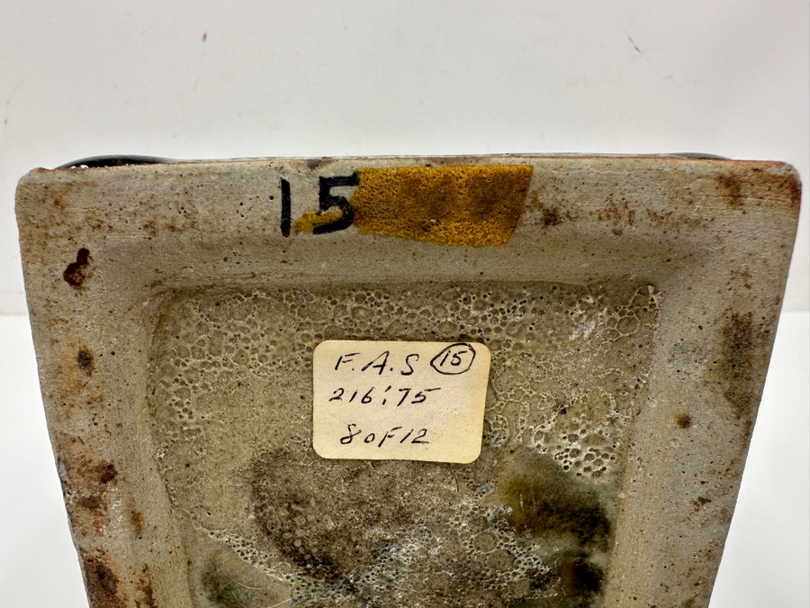 Shoji Hamada (1894-1978, Japanese) Original Studio Pottery Square Bottle Vase Vintage 1965 4'W X 4'D X 9.5'H - Started The Mingei (Folk-Art) Movement In Japan - Declared A 'Living National Treasure' In 1955 Estimate $3,000-$20,000+ [Photo 11]