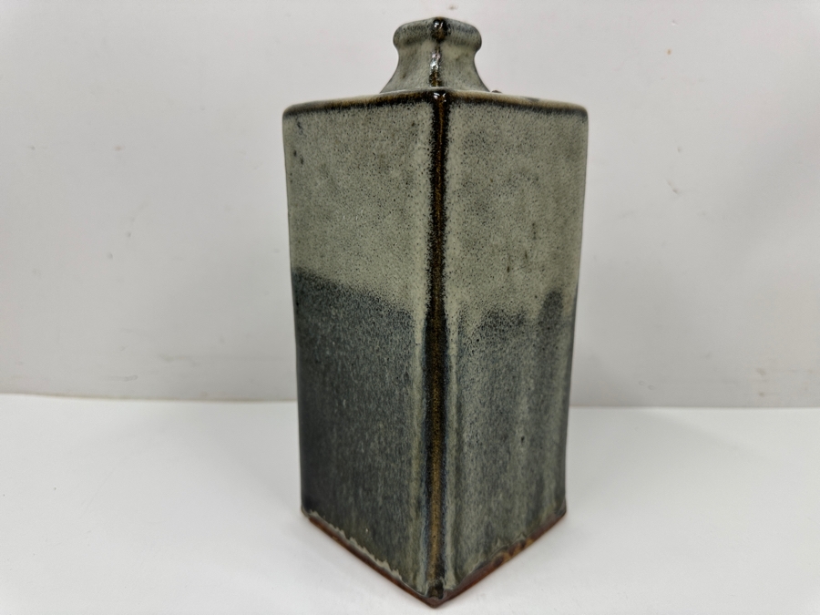 Shoji Hamada (1894-1978, Japanese) Original Studio Pottery Square Bottle Vase Vintage 1965 4'W X 4'D X 9.5'H - Started The Mingei (Folk-Art) Movement In Japan - Declared A 'Living National Treasure' In 1955 Estimate $3,000-$20,000+ [Photo 6]