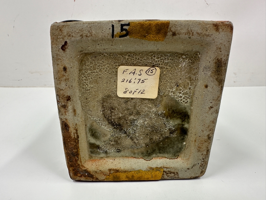 Shoji Hamada (1894-1978, Japanese) Original Studio Pottery Square Bottle Vase Vintage 1965 4'W X 4'D X 9.5'H - Started The Mingei (Folk-Art) Movement In Japan - Declared A 'Living National Treasure' In 1955 Estimate $3,000-$20,000+ [Photo 10]