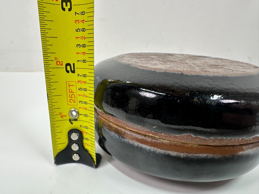 Atsuya Hamada (1932-1986, Japanese) Original Studio Pottery Covered Incense Box Vintage 1972 4'W X 2'H - Son Of Shoji Hamada - Estimate $300-$600 [Photo 9]