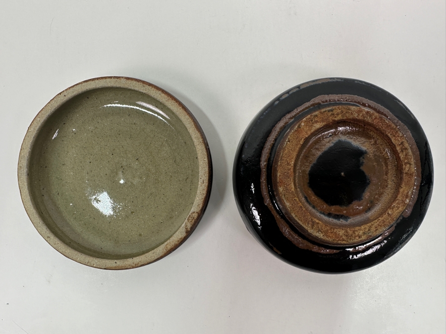 Atsuya Hamada (1932-1986, Japanese) Original Studio Pottery Covered Incense Box Vintage 1972 4'W X 2'H - Son Of Shoji Hamada - Estimate $300-$600 [Photo 5]