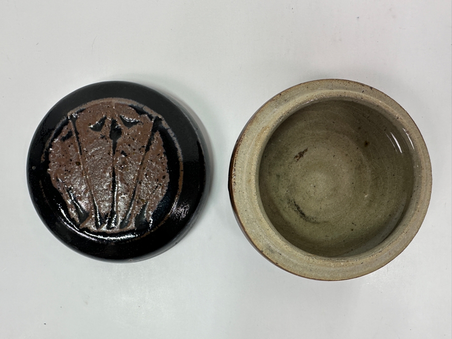 Atsuya Hamada (1932-1986, Japanese) Original Studio Pottery Covered Incense Box Vintage 1972 4'W X 2'H - Son Of Shoji Hamada - Estimate $300-$600 [Photo 3]