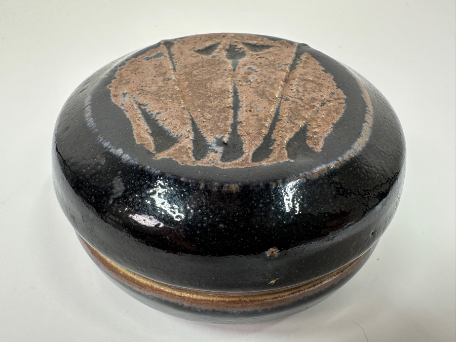 Atsuya Hamada (1932-1986, Japanese) Original Studio Pottery Covered Incense Box Vintage 1972 4'W X 2'H - Son Of Shoji Hamada - Estimate $300-$600 [Photo 2]