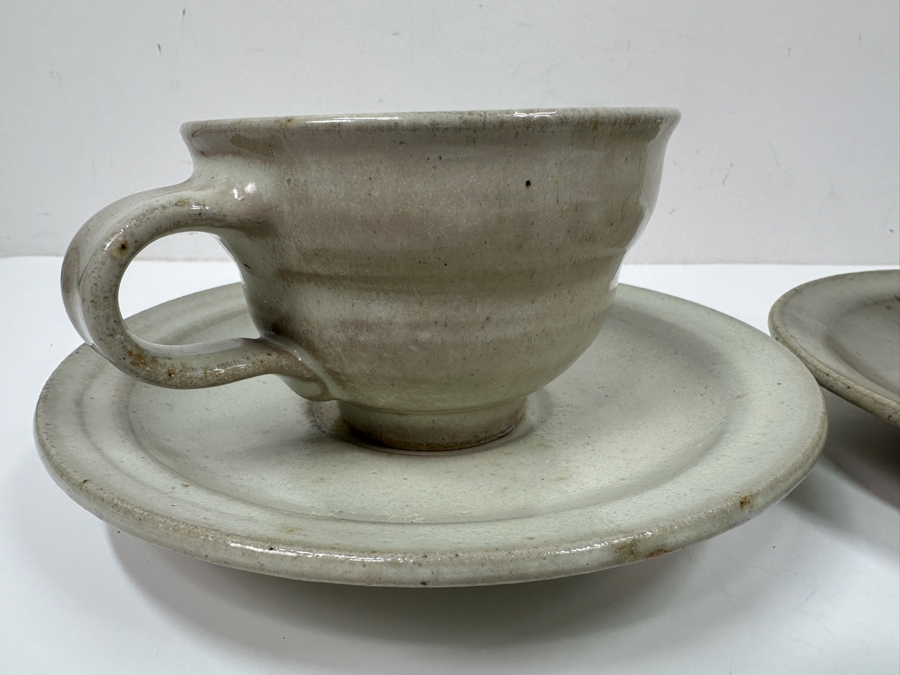 Atsuya Hamada (1932-1986, Japanese) Original Studio Pottery Pair Of 2.75' Cups And 7' Saucers Vintage 1972 - Son Of Shoji Hamada - Estimate $450-$1,100 [Photo 2]