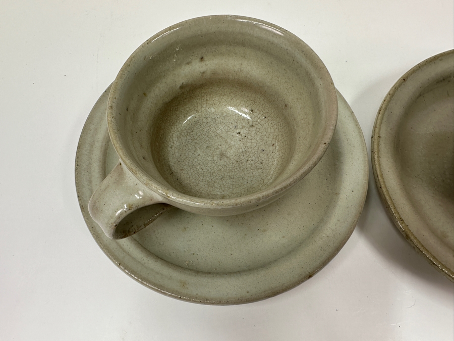 Atsuya Hamada (1932-1986, Japanese) Original Studio Pottery Pair Of 2.75' Cups And 7' Saucers Vintage 1972 - Son Of Shoji Hamada - Estimate $450-$1,100 [Photo 3]