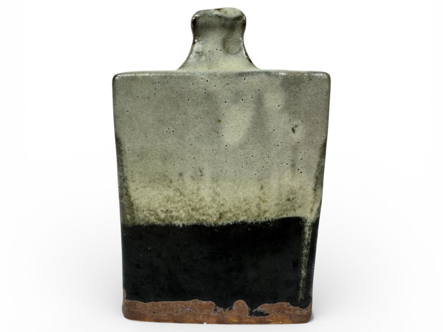 Shoji Hamada (1894-1978, Japanese) Original Studio Pottery Rectangular Bottle Vase Vintage 1965 4'W X 4'D X 9.5'H - Started The Mingei (Folk-Art) Movement In Japan - Declared A 'Living National Treasure' In 1955 Estimate $3,000-$20,000+