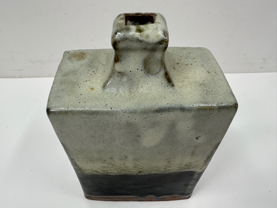 Shoji Hamada (1894-1978, Japanese) Original Studio Pottery Rectangular Bottle Vase Vintage 1965 4'W X 4'D X 9.5'H - Started The Mingei (Folk-Art) Movement In Japan - Declared A 'Living National Treasure' In 1955 Estimate $3,000-$20,000+ [Photo 3]