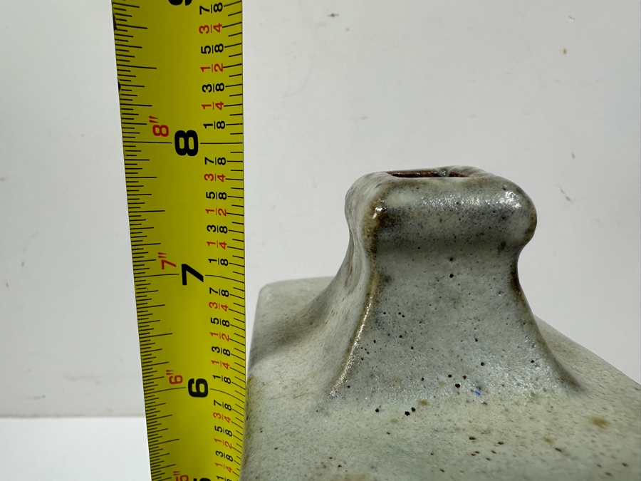 Shoji Hamada (1894-1978, Japanese) Original Studio Pottery Rectangular Bottle Vase Vintage 1965 4'W X 4'D X 9.5'H - Started The Mingei (Folk-Art) Movement In Japan - Declared A 'Living National Treasure' In 1955 Estimate $3,000-$20,000+ [Photo 9]